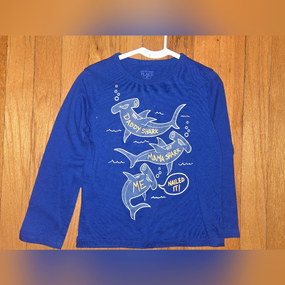 Kids Blue Shark Graphic Long Sleeve Shirt